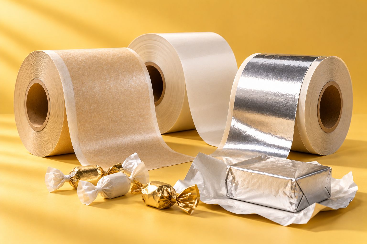 Carte tecniche in bobina: kraft, bianche e accoppiate all’alluminio, con prodotti incartati